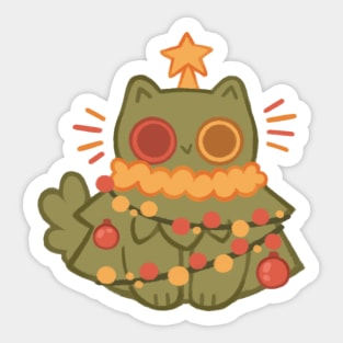 Christmas Tree Cat Sticker